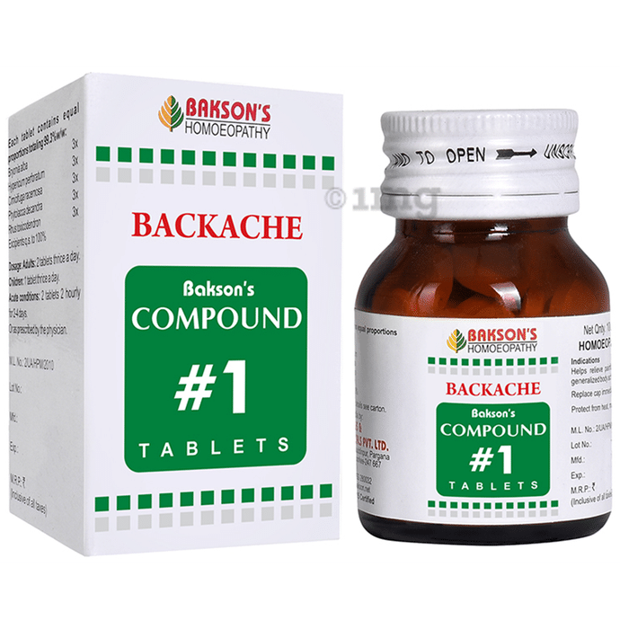 Bakson's Homeopathy Compound # 1 Backache Tablet