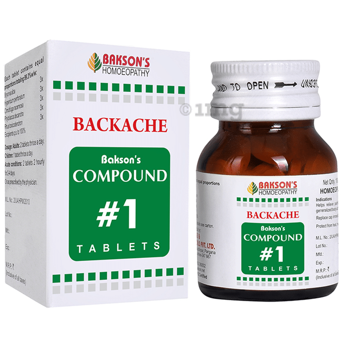 Bakson's Homoeopathy Compound # 1 Backache Tablet