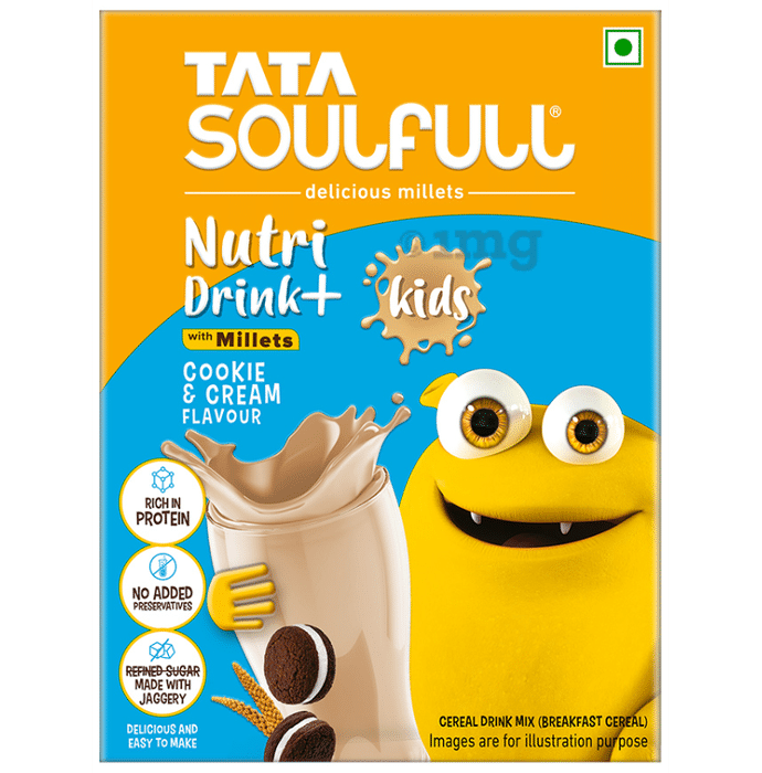 Tata Soulfull Nutri Drink+ with Millets for Kids Cookie and Cream