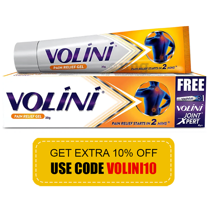 Volini Pain Relief Gel for Sprain, Muscle, Joint, Neck & Low Back Pain with Volini Joint Xpert 4gm Free