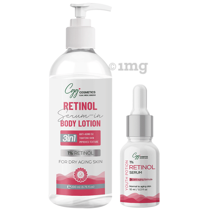CGG Cosmetics Combo Pack of 1% Retinol Body Lotion (200ml) & 1% Retinol Serum (10ml)