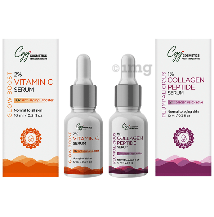 CGG Cosmetics Combo Pack of 2% VItamin C Serum & 1 % Collagen Face Serum(10ml Each)