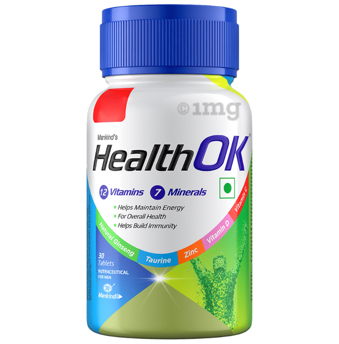 Health OK Multivitamin For Men with Vitamins, Minerals, Ginseng, Taurine & Zinc | For Nutrition, Energy & Immunity