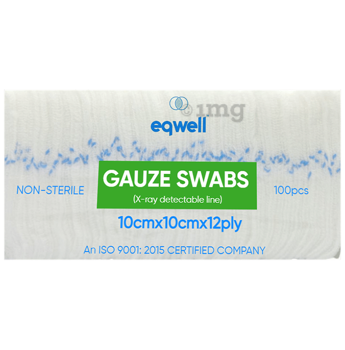 Eqwell Non-Sterile Gauze Swabs with X-Ray Dettectable Line 10cm x 10cm x 12ply
