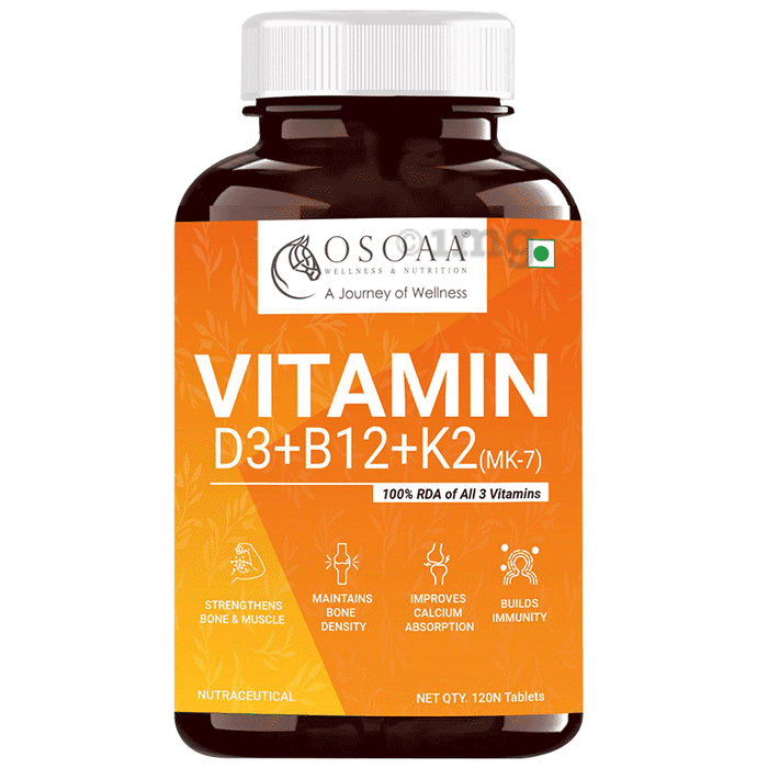OSOAA Vitamin D3 + K2 + B12 for Muscles & Bones | Tablet