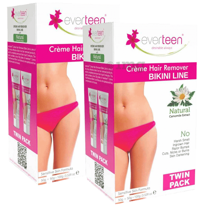 Everteen Bikini Line Hair Remover Cream Twin Pack (2X50gm Each)