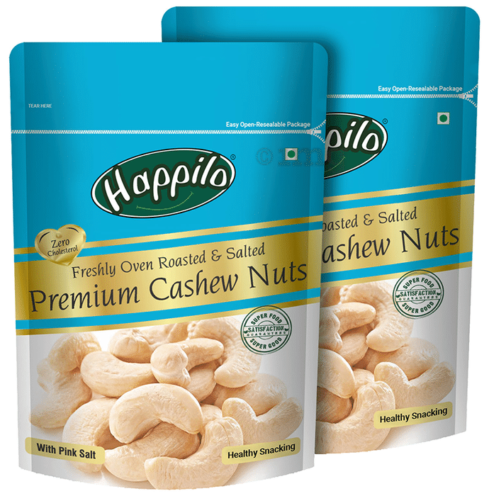Happilo Freshly Oven Roasted & Salted Premium Cashew Nuts (200gm Each)