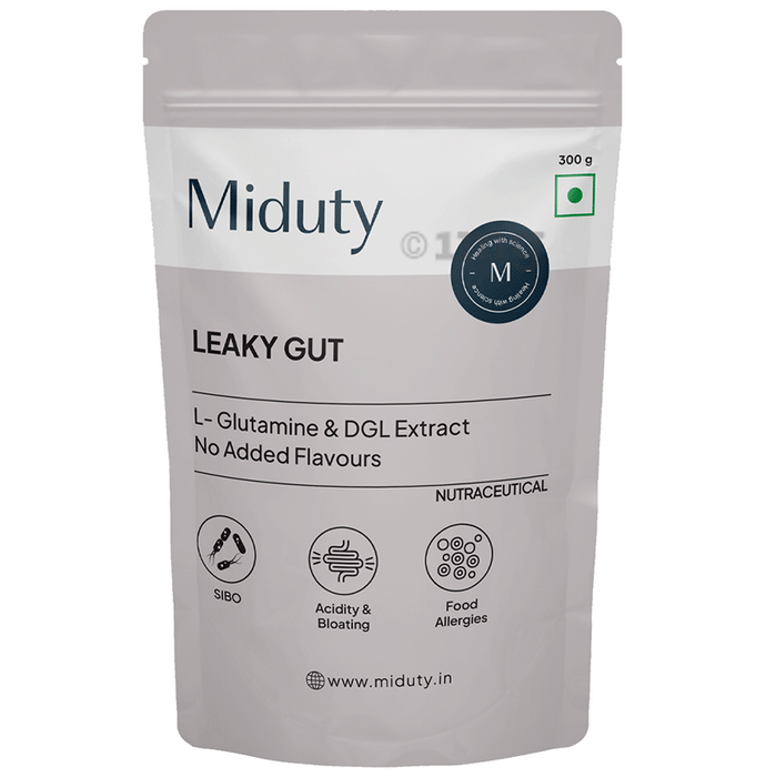 Miduty Leaky Gut Support | L-Glutamine, Acidity, Bloating, Digestion ,Probiotic Powder