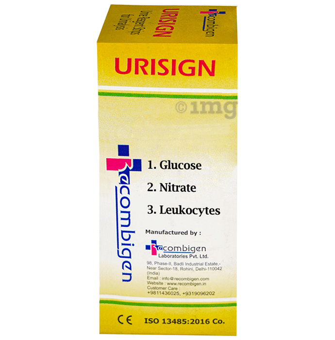 Recombigen Urisign 3 Parameter Reagent Strips for Leukocytes, Nitrite and Glucose Analysis