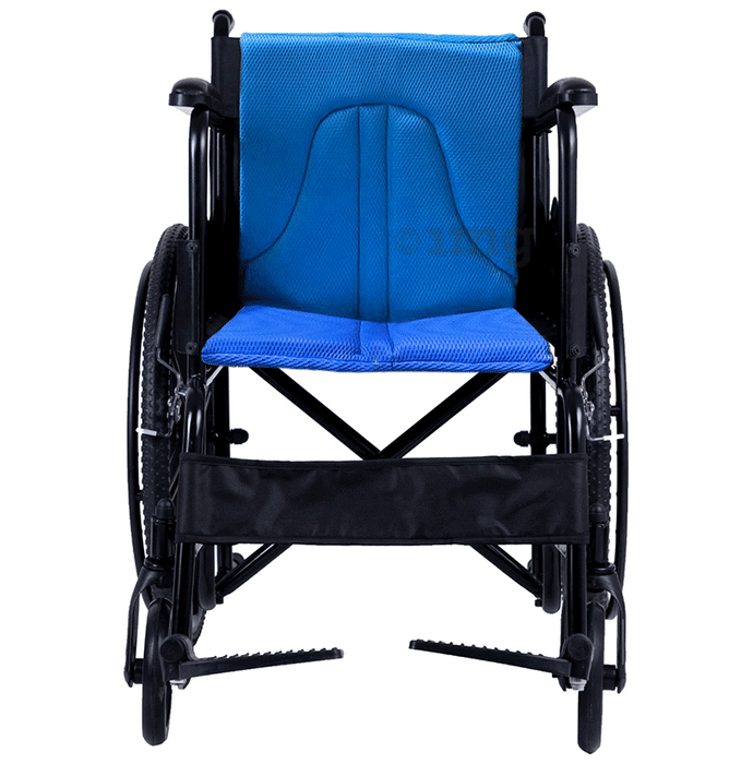 Everactiv by HCAH Economy Foldable Wheelchair with Safety Seat Belt Blue