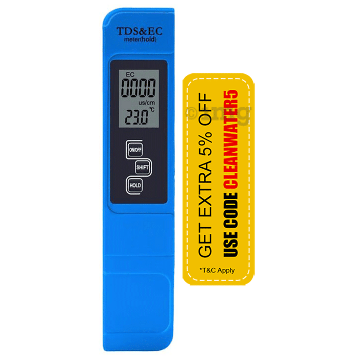Themisto TDS-40 Digital TDS Meter with Temperature Measurement | 0-9990 ppm, Dual Display, Auto-Lock, Shift & Hold feature Blue