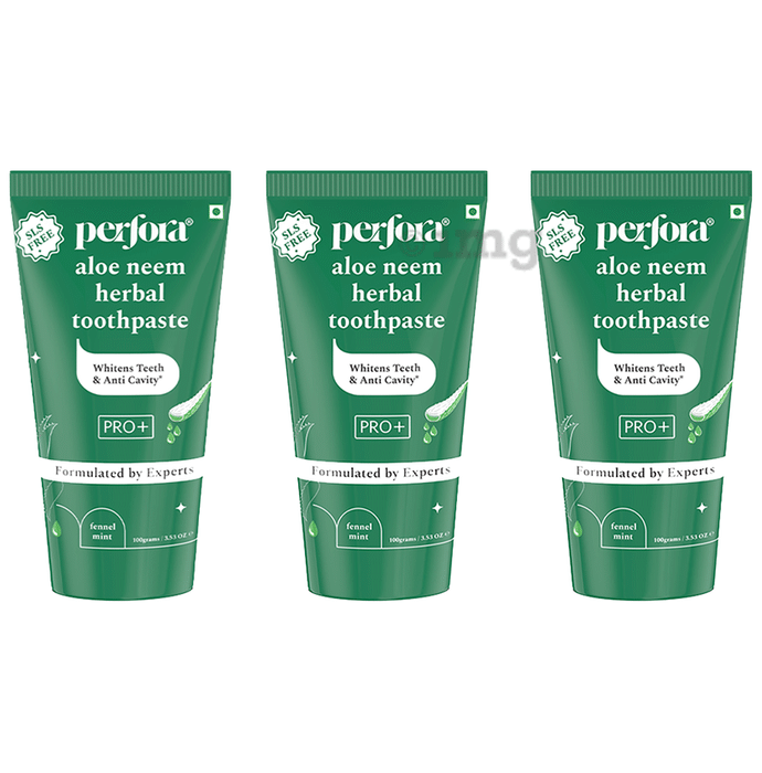 Perfora Pro+ Aloe Neem Herbal Toothpaste (100gm Each) Fennel Mint