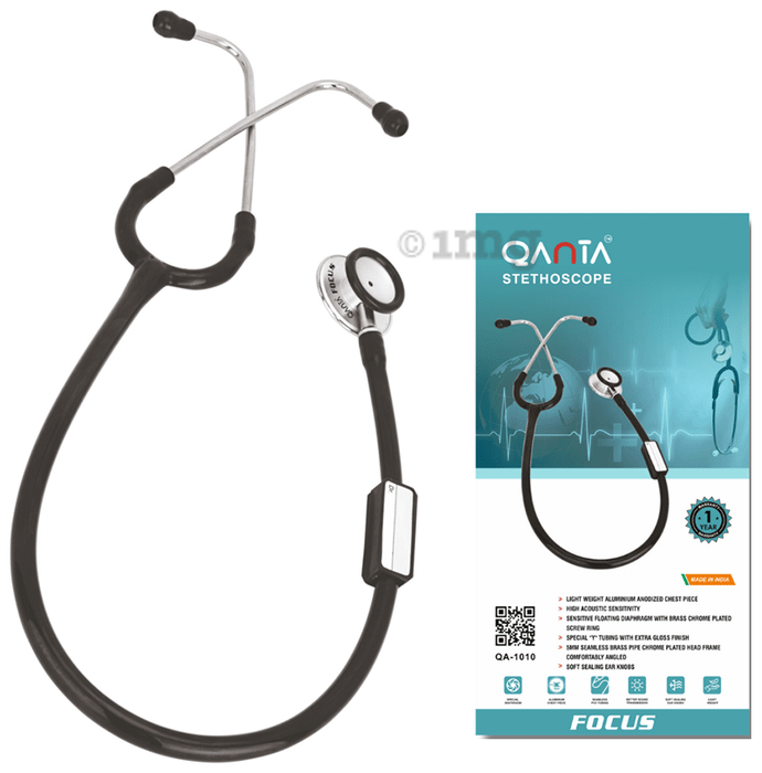 Qanta QA-1010 Stethoscope Focus With Aluminium Anodized Chest Piece Black