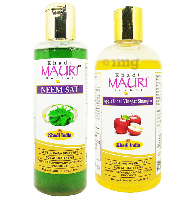 Khadi Mauri Herbal Combo Pack of Neem Sat & Apple Cider Vinegar Shampoo (300ml Each)