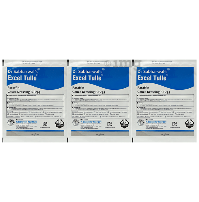 Dr. Sabharwal's Excel Tulle Paraffin Gauze Dressing B.P'93 10cm x 10cm