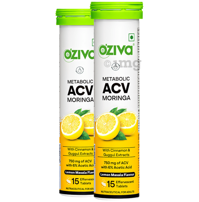 Oziva Metabolic ACV Moringa Effervescent Tablet (15 Each) Lemon Masala