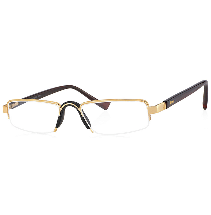 Klar Eye K 1012 Half Rim Rectangle Reading Glasses for Men and Women Yellow Gold Optical Power +3