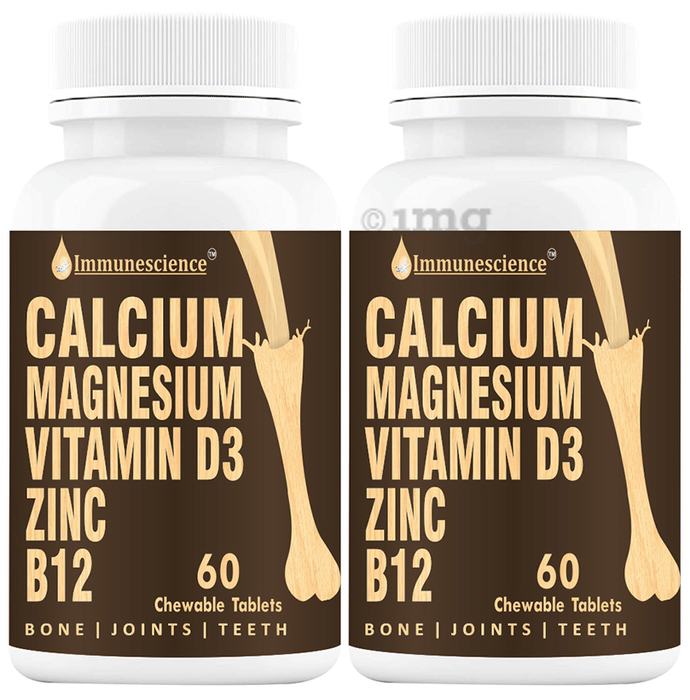 Immunescience Calcium Magnesium Vitamin D3 Zinc B12 Chewable Tablet (60 Each)