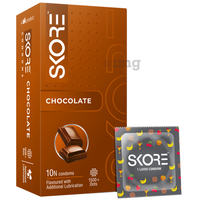 Skore Flavored Dotted & Coloured Condoms | Flavour Chocolate