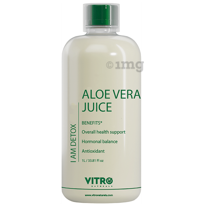 Vitro Naturals I Am Detox Aloe Vera Juice with Pulp for Digestive,Skin & Hair Health