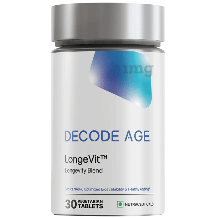 Decode Age LongeVit Vegetarian Tablet | Improve NAD+, Energy Level & Overall Stamina, Recovery from DNA Damage (30 Each)