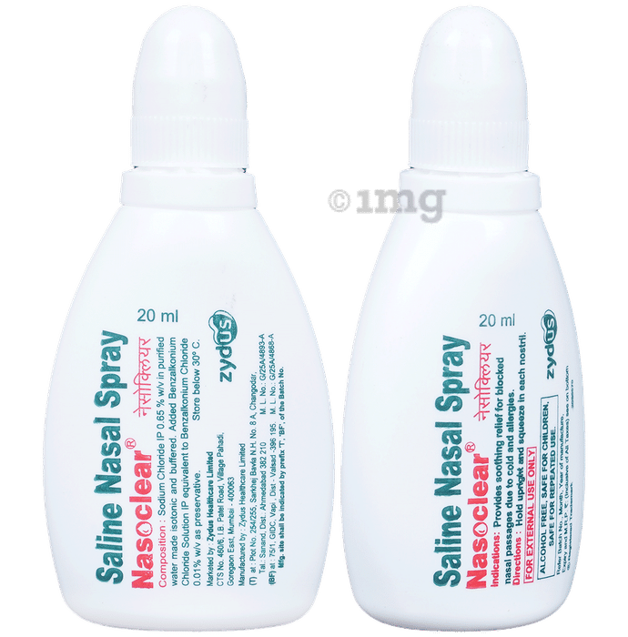 Nasoclear Saline Nasal Spray | Provides Relief From Blocked Nasal Passage Due To Cold & Allergies