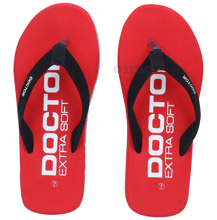 Doctor Extra Soft D27 Care Orthopaedic Diabetic Super Fit Comfort Daily Use Flip-flops for Men Red 6