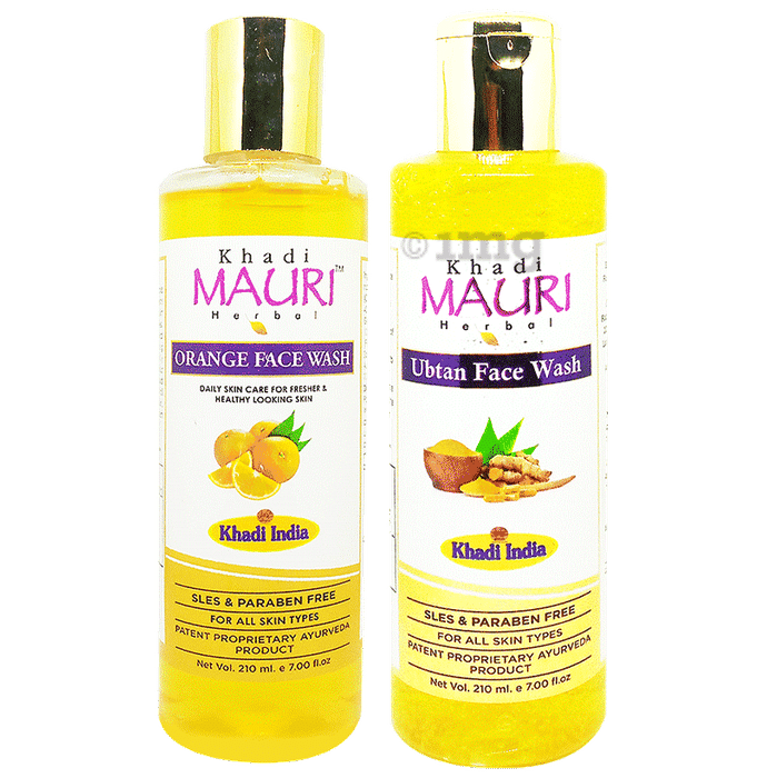 Khadi Mauri Herbal Combo Pack of Orange & Ubtan Face Wash (210ml Each)
