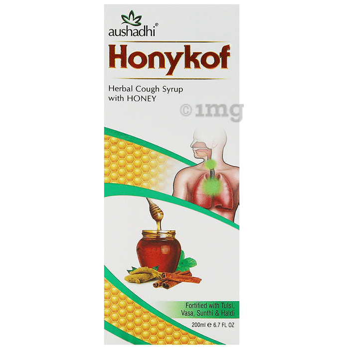 Aushadhi Honykof Cough Syrup with Honey for Dry and Wet Cough, Suitable for Kids and Adults