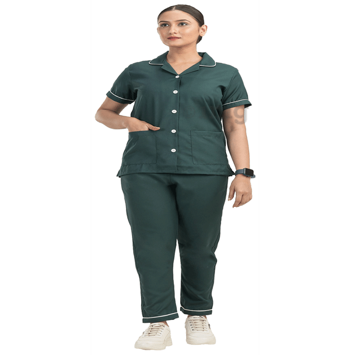 Agarwals Nurse Uniform Softn Comfy Pure Viscose Cotton Bottle Green Large