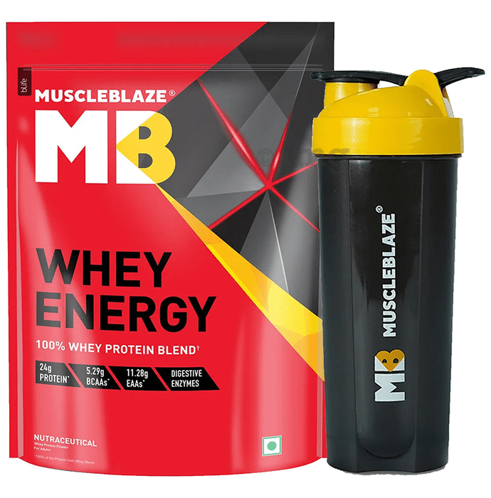 MuscleBlaze Whey Energy | With Digezyme & Multivitamins Blend | For Immunity | Powder Chocolate with Shaker