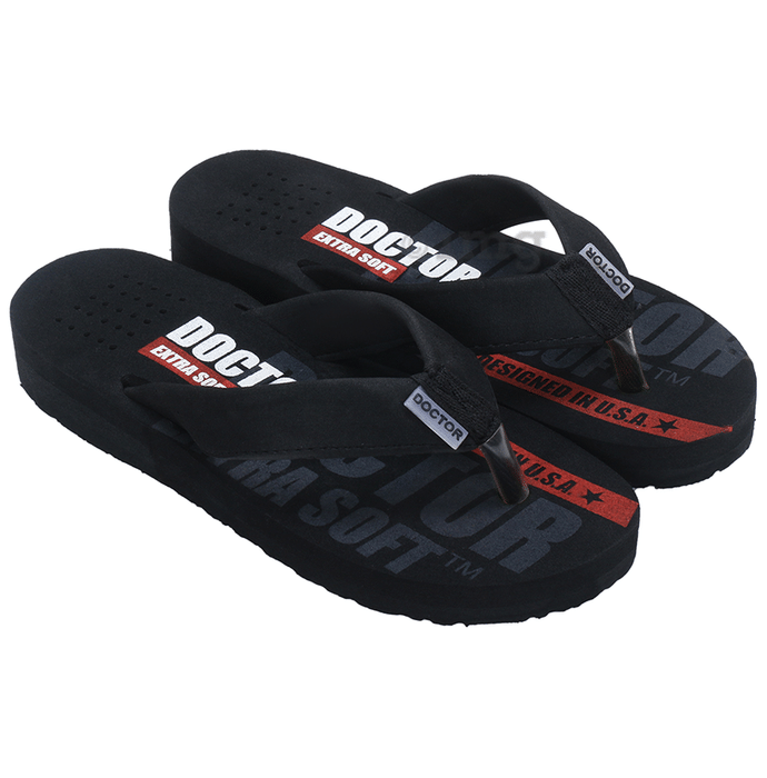 Doctor Extra Soft D31 Care Orthopaedic and Diabetic Super Fitting Comfort Doctor Slipper for Men Black 6