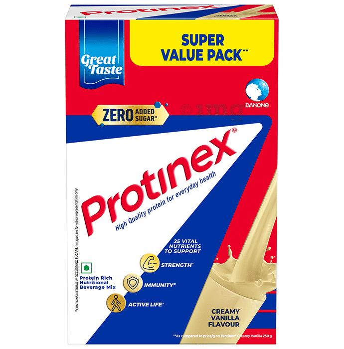 Protinex High Quality Protein | Drink for Immunity & Strength | Zero Added Sugar | Flavour Creamy Vanilla Powder