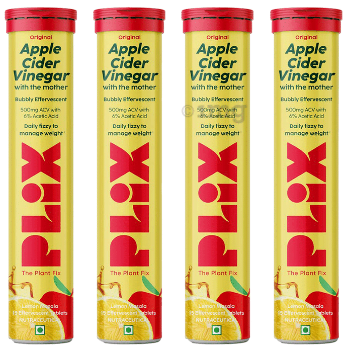 Plix Original Apple Cider Vinegar with the Mother Effervescent Tablet (15 Each) Lemon Masala