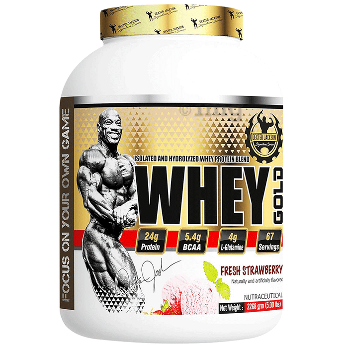 Dexter Jackson Whey Gold Protein Blend Powder Fresh Strawberry