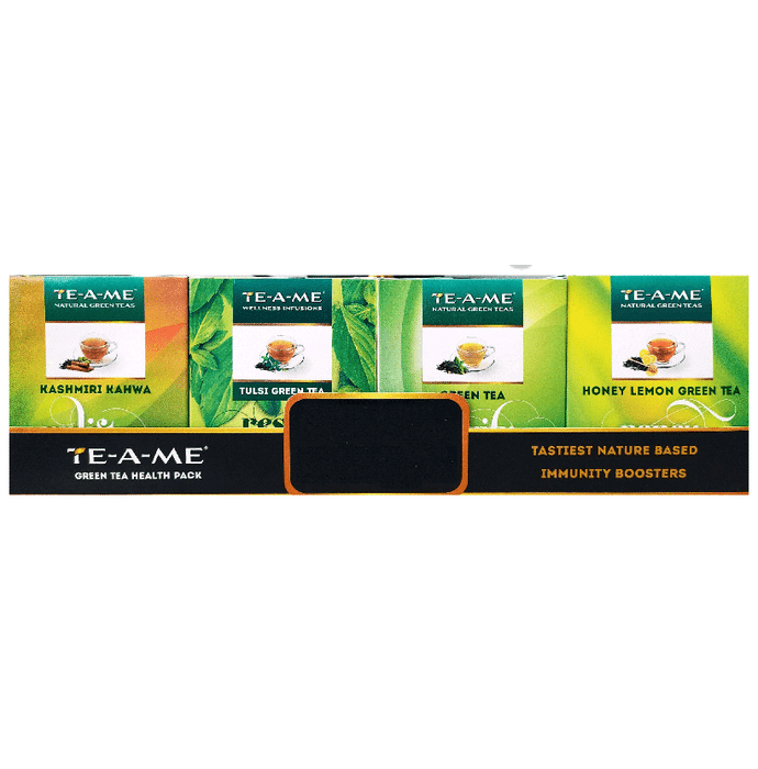 TE-A-ME Kashmiri Kahwa, Green Tea, Tulsi, Honey Lemon Assorted Green Tea Bags (40 Each)