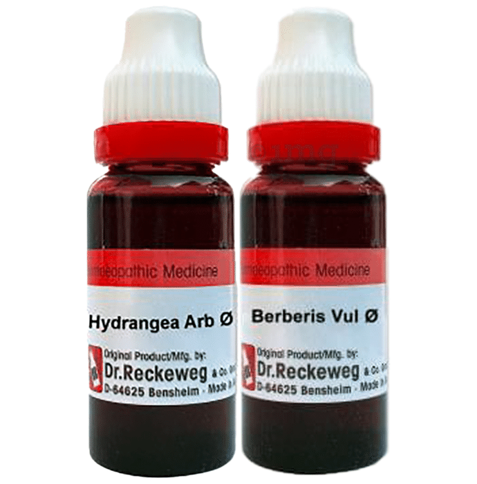 Combo Pack of Dr. Reckeweg Berberis Vul Mother Tincture Q & Dr. Reckeweg Hydrangea Mother Tincture Q (20ml Each)