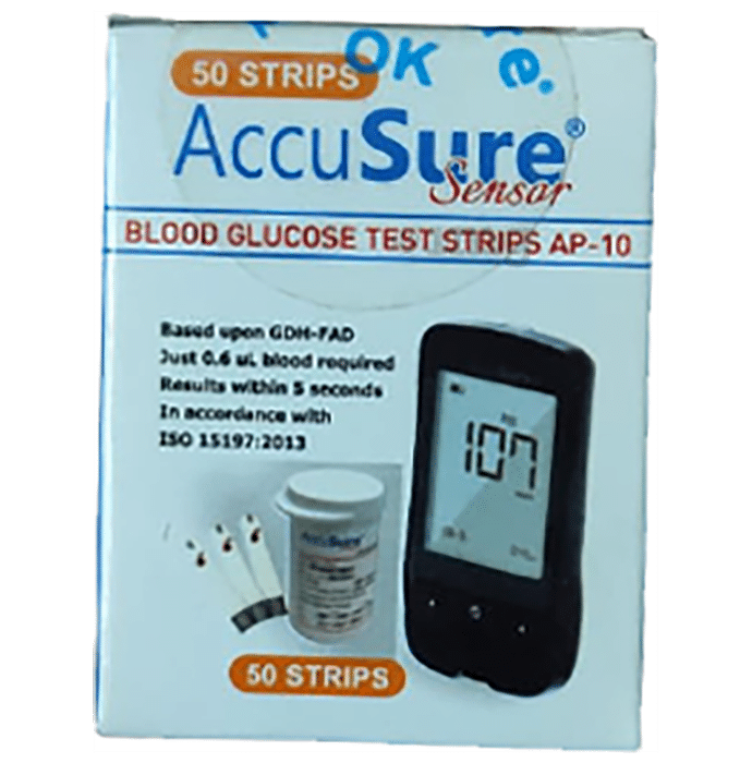AccuSure Sensor Blood Glucose Test Strip (Only Strips)