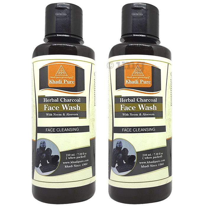 Khadi Pure Herbal Charcoal Face Wash (210ml Each) Buy combo pack of 2.