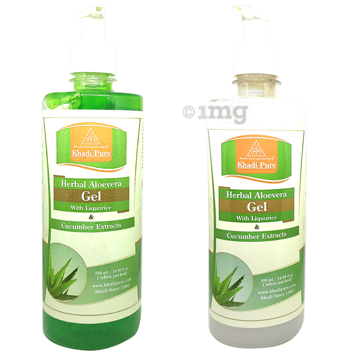 Khadi Pure Combo Pack of Herbal Aloevera Gel (Green) & Herbal Aloevera Gel (Transparent) (500ml Each)