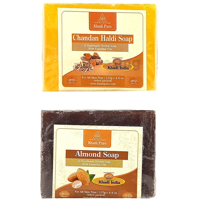 Khadi Pure Combo Pack of Chandan Haldi Soap & Almond Soap (125gm Each)