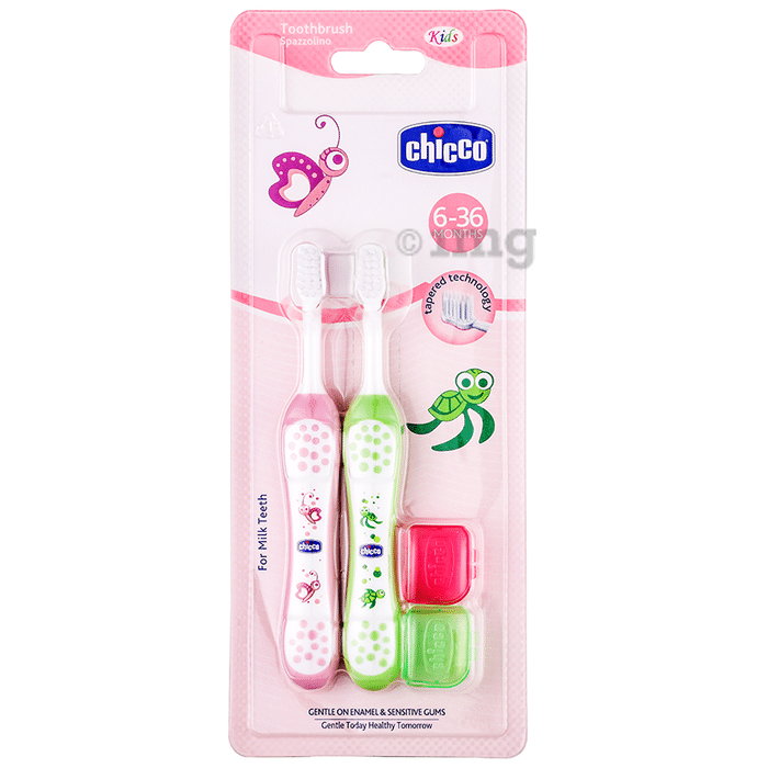 Chicco Toothbrush Set Pink + Green 6 - 36 Months