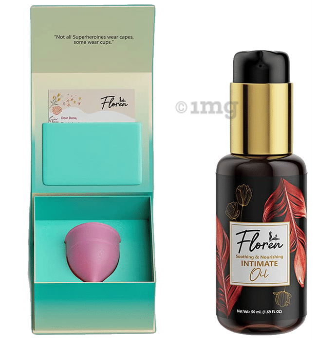 Floren Combo Pack of  Intimate Oil (50ml) & Menstrual Cup Small