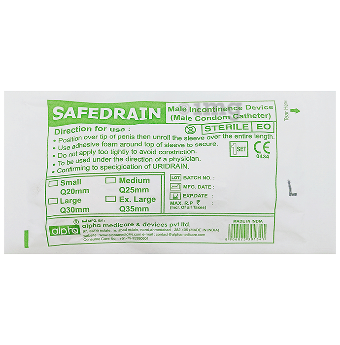 Alpha Safedrain Male Incontinence Device Large