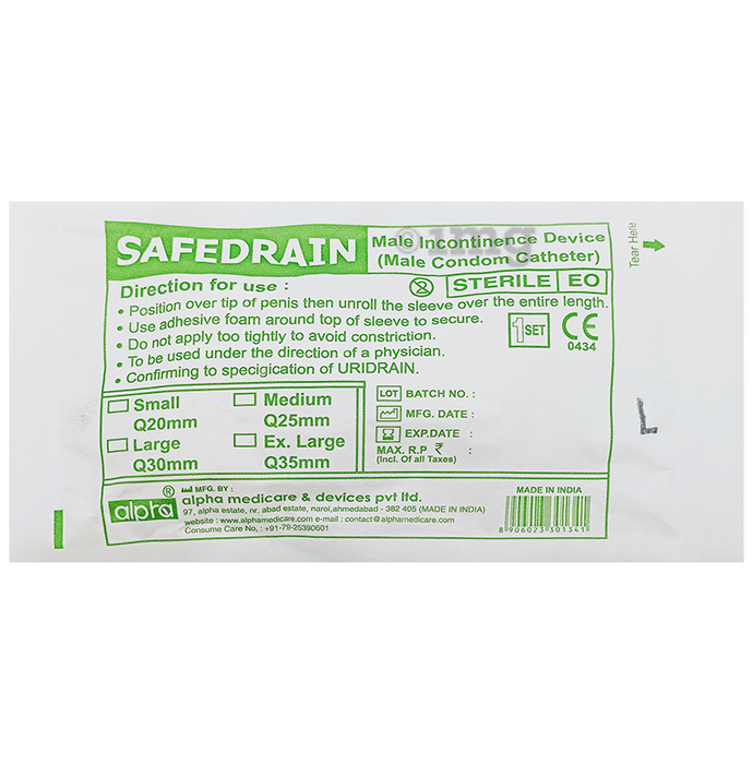 Alpha Safedrain Male Incontinence Device Large