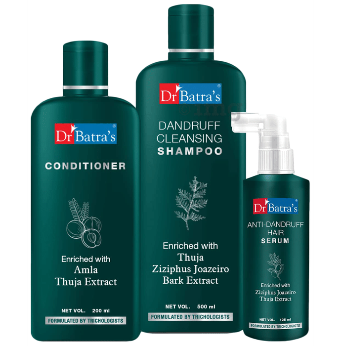 Dr Batra's Combo Pack of Anti-Dandruff Hair Serum 125ml, Conditioner 200ml and Dandruff Cleansing Shampoo 500ml