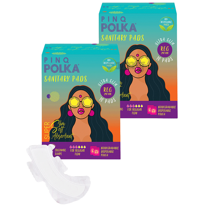 PINQ Polka Sanitary Pads (10 Each) Regular
