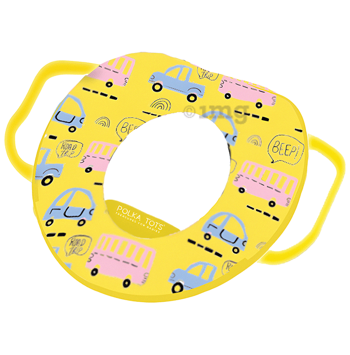 Polka Tots Car Design Yellow Potty Seat with Handle, Suitable for Potty Training of Babies, Kids & Toddlers