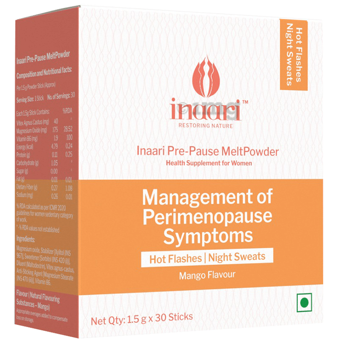 Inaari Pre Pause Powder for Management of Perimenopause and PMS Sachet (1.5gm Each) Mango