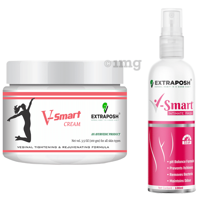 Extraposh Combo Pack of V-Smart Cream (100gm),V-Smart Intimate Wash (100ml )
